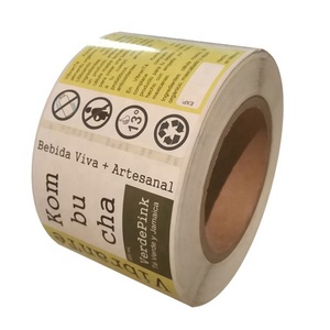 Personalizado impresso impermeável papel sintético adesivo Kombucha suco garrafa etiqueta adesivo - Product Image 3