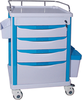 Chariot médical d'urgence, chariot médical d'hôpital en acier inoxydable, avec serrure jetable, pour les soins infirmiers