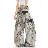Pantalon cargo unisexe ample et décontracté à jambe large, motif léopard, en coton-polyester, multi-poches, style américain, pour homme - Nouveauté fournisseur