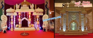 Mandap de Boda con Tema de Pavo Real de Sri Lanka, Mandap de Boda de FRP con Pavo Real Dorado Prominent de París, Mandap de Boda Dorado Glamuroso de Chicago - Product Image 6