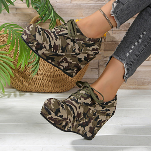<span class=keywords><strong>Scarpe</strong></span> sportive Casual da donna <span class=keywords><strong>con</strong></span> tacco a <span class=keywords><strong>zeppa</strong></span> e Sole spesse, <span class=keywords><strong>scarpe</strong></span> da corsa <span class=keywords><strong>stringate</strong></span> traspiranti e alla moda per tutte le stagioni. - Product Image 5