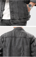 Streetwear mode de haute qualité personnalisé patchs en chenille mode unie bouton homme veste en jean élégant pour hommes