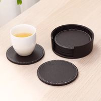 Napperons et sous-verres en cuir à motif marbré: tapis de table en PU antidérapants à double face pour une isolation thermique et imperméable