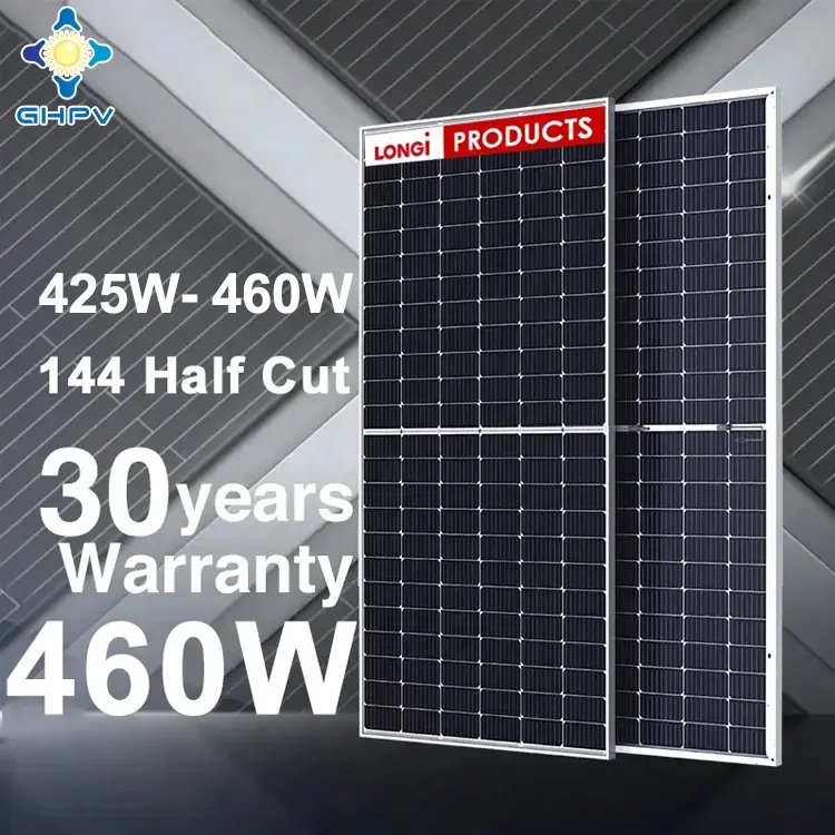 Longi แผงโซลาร์เซลล์450วัตต์425W 430W 435W 440W 455W 460W bieacial 450 W longi himo 4 5 6 7 PV