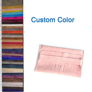 Sobre de gamuza <span class=keywords><strong>rosa</strong></span> pálido con logotipo en relieve personalizado bolsa de joyería con diseño de rayas - Product Image 3