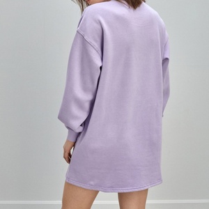 Sweat-shirts personnalisés pour femmes, tendance, imprimé animal, en tissu éponge 100% coton, logo sur le devant, col rond, coupe ample, couleur lavande - Product Image 2