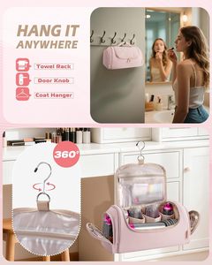 Bolsa de Cosméticos de Viaje Colgante de Tela Oxford, Ligera e Impermeable, Organizador de Maquillaje con Bolsillos Transparentes, Estilo Moderno, Venta al Por Mayor de Fábrica - Product Image 5