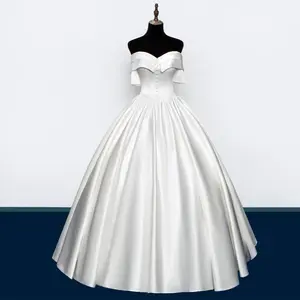 satin white dress for women wedding party new 2022 boho satin fabric for wedding dress civil simple wedding dress bridal gown