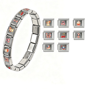 Breloques modulaires italiennes en acier inoxydable, motifs <span class=keywords><strong>animaux</strong></span> mignons, fruits, gâteaux, nœuds, aigle, interchangeables pour <span class=keywords><strong>bracelet</strong></span> <span class=keywords><strong>élastique</strong></span> modulaire - Product Image 1