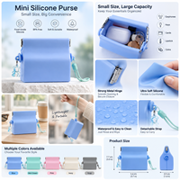 Petit sac bandoulière portable en silicone avec breloque ours mignon, mini pochette pour clés, pièces de monnaie, cartes, écouteurs, rouge à lèvres