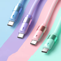 Grosir Pabrik 100W kabel Tipe C tunggal untuk iPhone warna-warni kabel Data USB pengisi daya Cepat kapsul cair 6A