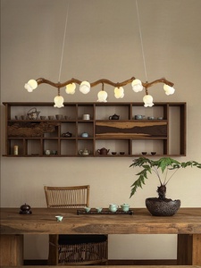 Lustre en résine d'art à hauteur réglable et branche de fer-Suspension Wabi-Sabi Designer pour salon de thé/<span class=keywords><strong>bistro</strong></span>/longue salle à manger - Product Image 2