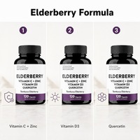Capsules de soutien immunitaire 6-en-1 à base de vitamine C, vitamine D3, baies d'églantier et zinc |   Complément alimentaire pour adultes, 120 unités |   Noir naturel |   200g