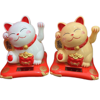 Figura de Gato de la Suerte con Energía Solar, Resina Plástica 3D, Animal Pintado a Mano, Artesanía de Moda Hecha en China, Decoración para el Hogar, con Mano que se Saluda