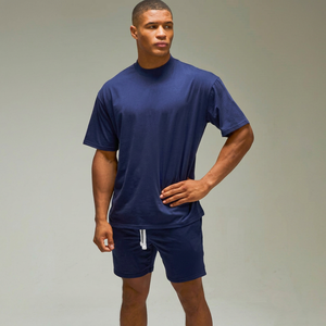 Conjuntos de Ropa Urbana de Algodón y Poliéster, Camiseta Oversize Azul Marino con Estampado 'One More Rep' y Pantalones Cortos, Ropa Deportiva de Marca - Product Image 1