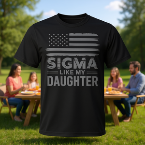 T-shirt Sigma Like My Daughter, nera, a maniche corte, girocollo, in cotone, unisex, per adulti, regalo per riunioni di famiglia - Product Image 3