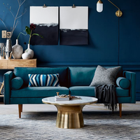 Produit phare : Canapé moderne trois places pour salon, super confortable, rembourré en éponge, en tissu velours bleu