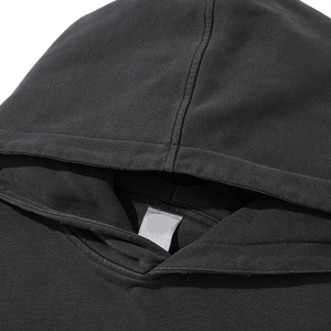 Sweat-shirt à capuche vintage noir pour homme, coupe oversize, double couche, épais - Product Image 3