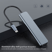 Hub USB-C 7 en 1, Kit de Cable de Datos Multipuerto Tipo-C para Carga PD 2.0, USB 3.1/2.0, Caja Adaptadora de Aleación de Aluminio con Lector de Tarjetas SD y TF