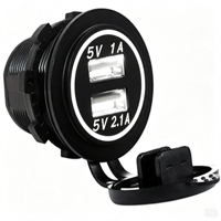 Prise double 12V 24V à charge rapide pour voiture, panneau de charge rapide 3.1A USB-A, lumière LED blanche, prise de charge rapide marine, prise étanche