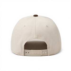 Casquette Snapback Unisexe 5 Panneaux en Toile Crème et Marron, Visière Décontractée Ajustable, 100% Coton, Taille Adulte, Printemps Automne - Product Image 4
