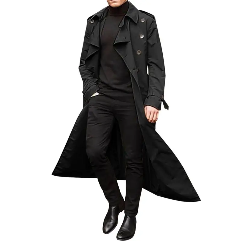 Оптовая продажа, высококачественный Модный осенне-зимний мужской плащ, Длинные повседневные длинные мужские пальто