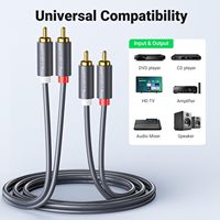 Câble audio UGREEN RCA 2 RCA mâle vers 2 RCA mâle, double tête lotus, universel pour DVD, TV, CD, amplificateur, caisson de basses, haut-parleur