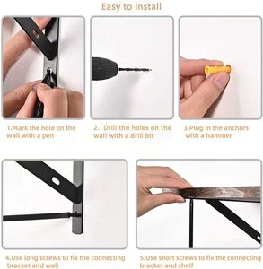 Soporte Triangular para Estantes, Soporte de Pared de 90 Grados, Soportes Flotantes para Estantes, Soporte Metálico Resistente para Tableros de Madera - Product Image 5