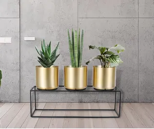 Golden flower pot home decoration gold stainless steel wrought iron metal flower pot