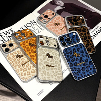 Funda de Cuero con Patrón de Leopardo Brillante para Teléfono Móvil iPhone 17 16 15 14Pro Max, Cubierta Trasera Original Convertible con Textura de Lino