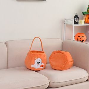 Bolsa de Halloween para dulces con asa, cesta reutilizable de calabaza para dulces, cubo de Halloween, bolsa de dulces, cubo de terciopelo plegable y bonito - Product Image 3