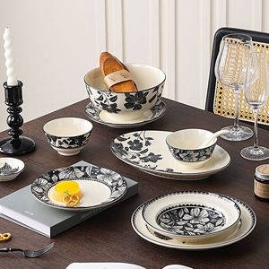 Good Price New Product White and Black Solid Classic Eco-Friendly Dishwasher Safe Dinnerware <b>Sets</b> Ceramics Tableware - Product Image 3