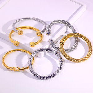 <span class=keywords><strong>Bracelet</strong></span> jonc torsadé minimaliste <span class=keywords><strong>en</strong></span> fil d'or et d'argent, <span class=keywords><strong>en</strong></span> acier inoxydable anti-ternissement, triple X, unisexe - Product Image 3