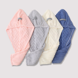 Coral Fleece Hair Drying Cap 30x75cm Antimicrobial Quick Dry Solid Color Home Use - Product Image 1