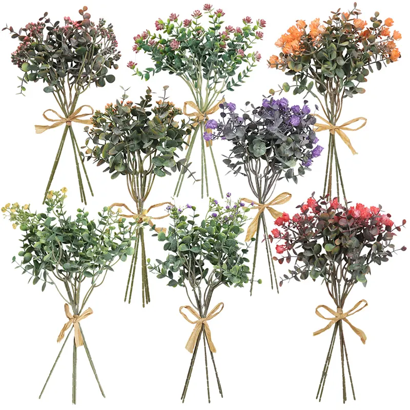 कस्टम शादी सिमुलेशन फूल गुलदस्ता व्यवस्था Diy नीलगिरी नकली फूल हाथ गुलदस्ता लोगों कृत्रिम फूल