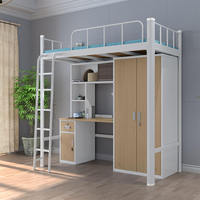 Lit d'appartement pour dortoir scolaire, appartement et hôtel - Lit mezzanine avec bureau pour étudiants adultes