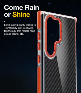 GSCASE Nouveau matériau Fibre de carbone à motifs bicolores <span class=keywords><strong>TPE</strong></span> Clear Hard PC Back Cover Anti Drop Phone Case For Samsung S24 Plus - Product Image 5