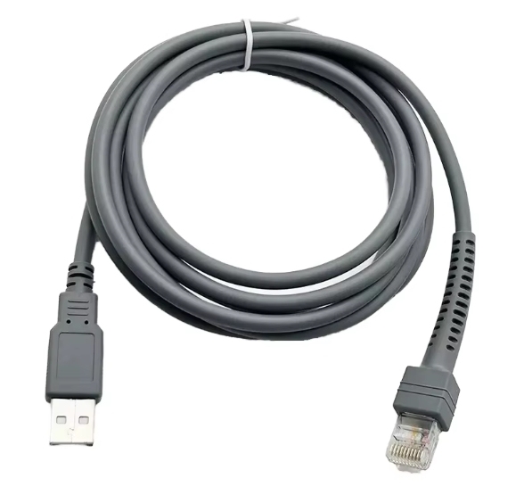 Flexible Grey RJ45 to USB Barcode Scanner Cable for Symbol Motorola LS2208/DS2208/ LS4208/LS4478/DS9208/DS3578 CBA-U01-S07ZAR