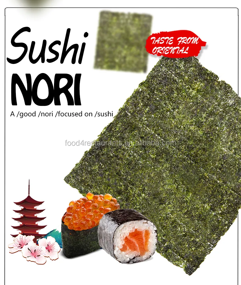 HN Laver kering rumput laut Yaki Sushi Nori renyah dan rasa untuk membungkus Sushi dikemas dalam tas setelah bumbu dan pengeringan