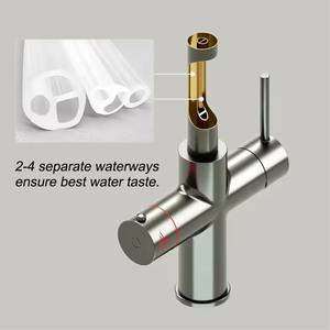 Mélangeur en laiton de robinet de cuisine moderne <span class=keywords><strong>4</strong></span> en 1 argenté avec filtre et eau bouillante - Product Image 5