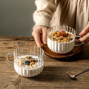 แก้วอาหารเช้าแก้วโบโรซิลิเกตความจุสูงสำหรับใช้ในบ้านพร้อมฝาปิดเหมาะสำหรับนมข้าวโอ๊ตกาแฟน้ำ - Product Image 3