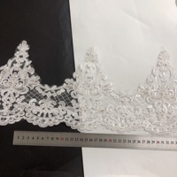 Vente en gros de broderie de mariée, bordure en dentelle florale pailletée ivoire LT2492B