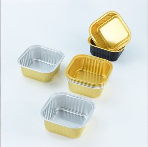 Tazón Cuadrado Pequeño Dorado de 300 ml de Aluminio Desechable para Hornear, Apto para Alimentos, con Tapa de Aluminio y Material PP - Product Image 1