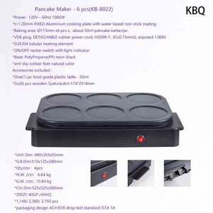 เครื่องทำแพนเค้ก6กะทะไฟฟ้าสำหรับทำอาหารเช้าใช้ในบ้านและโรงแรม1000W แหล่งพลังงานสำหรับบาร์บีคิวและไข่ - Product Image 5