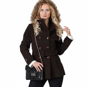 ผู้หญิงเสื้อขนสัตว์ขนสัตว์ Hooded Parka Jacket, - Product Image 2