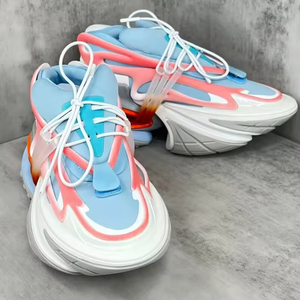 Chaussures de sport tendance de haute qualité en cuir véritable de marque, à lacets, semelle épaisse, maille légère, style running haut de gamme - Product Image 4