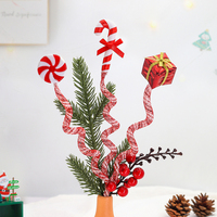 Décorations de Noël style mignon Ganglong, brindilles de pin artificielles en plastique rouges en forme de canne, ornements d'arbre en forme de bonbons, vente directe usine