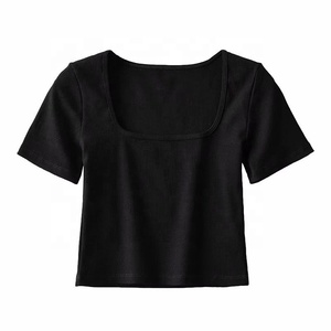 T-Shirt <span class=keywords><strong>attillata</strong></span> con collo quadrato a maniche corte con collo a maniche corte con Top sportivo da donna t-Shirt sottile a fondo elasticizzato - Product Image 3