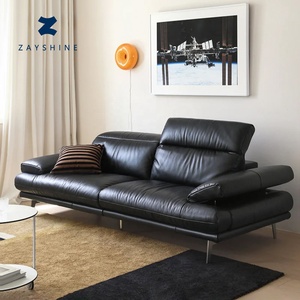 Set di Divani Zayshine in Vera Pelle Nera, Stile Minimalista Italiano, 3 Posti, Modulare, per <span class=keywords><strong>Soggiorno</strong></span>, Ufficio, Appartamento, Villa, <span class=keywords><strong>Divano</strong></span> Regolabile - Product Image 1