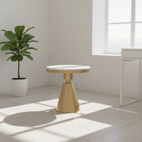 Table basse de luxe en acier inoxydable doré blanc, durable, moderne, écologique, facile à nettoyer, avec socle en marbre, pour salon